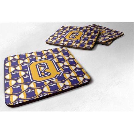 CAROLINES TREASURES Letter Q Football Purple and Gold Foam Coaster, Set of 4 CJ1064-QFC